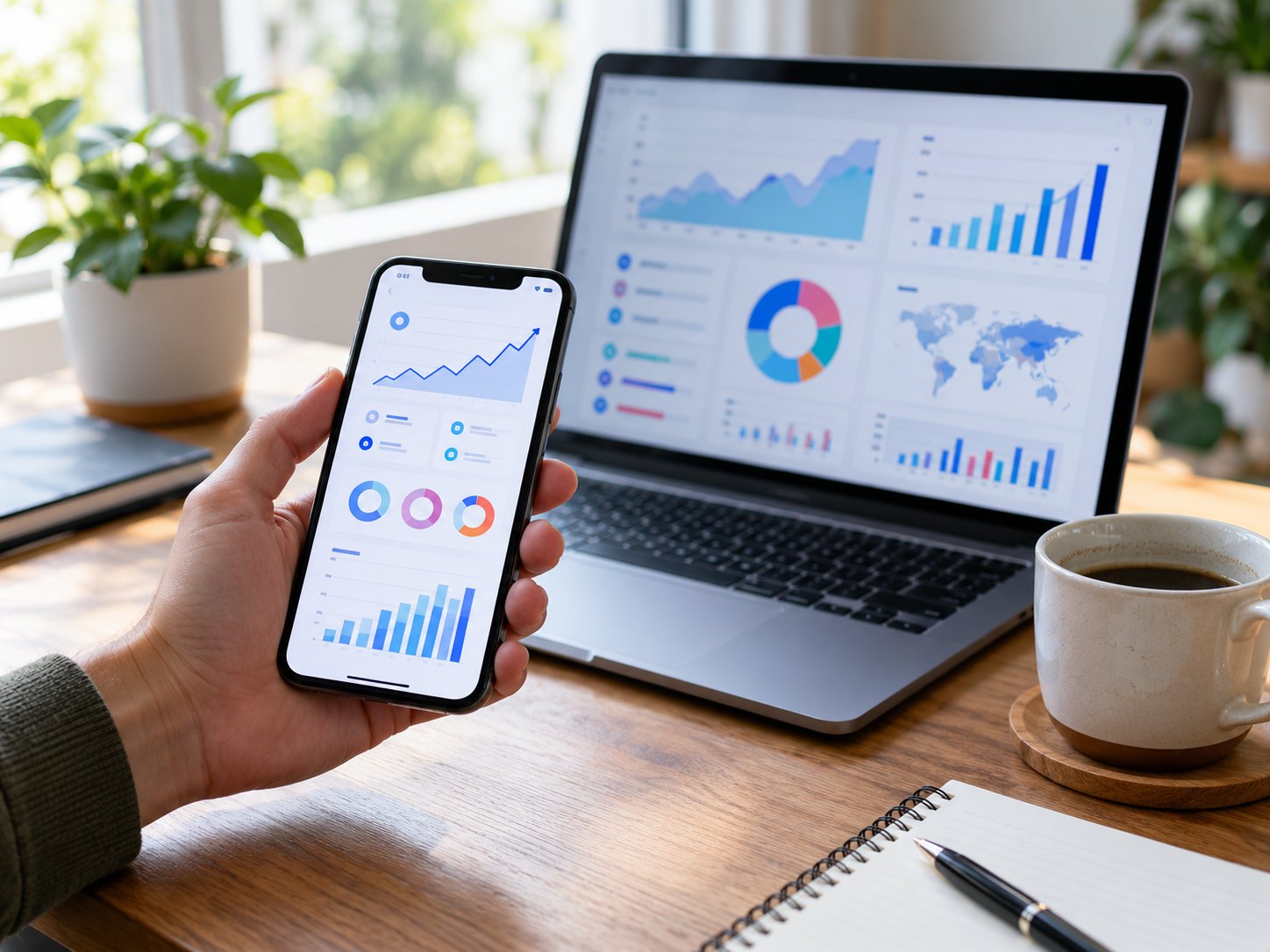 A phone showing marketing analytics